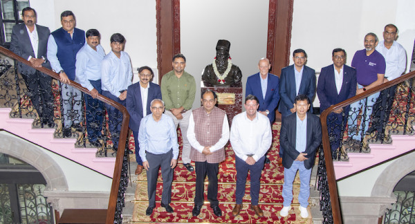 India Leadership Summit participants on staircase