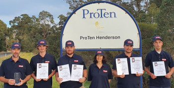 Six members of the ProTen Henderson team with their awards