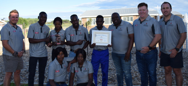 Ten Namib Polultry team members in the Ross 140 Club with the certificate