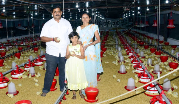 Mr Sandip Divekar and his family with chicks